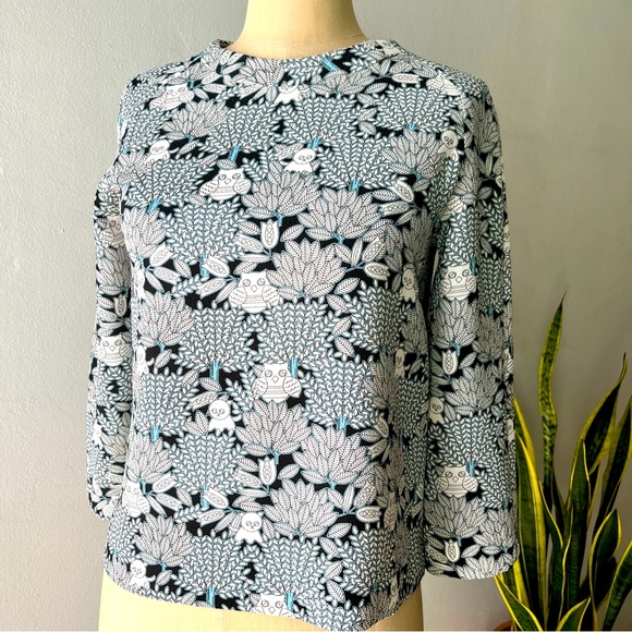 Anthropologie: Paul & Joe Sister Cat & Owl Blouse•Sz 2 - Picture 7 of 11